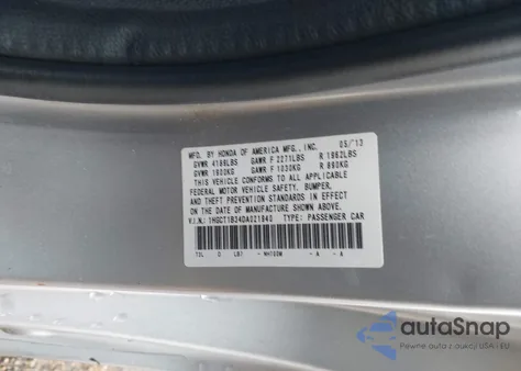 2013 Honda Accord Lx-S from USA, damaged, VIN 1HGCT1B34DA021940